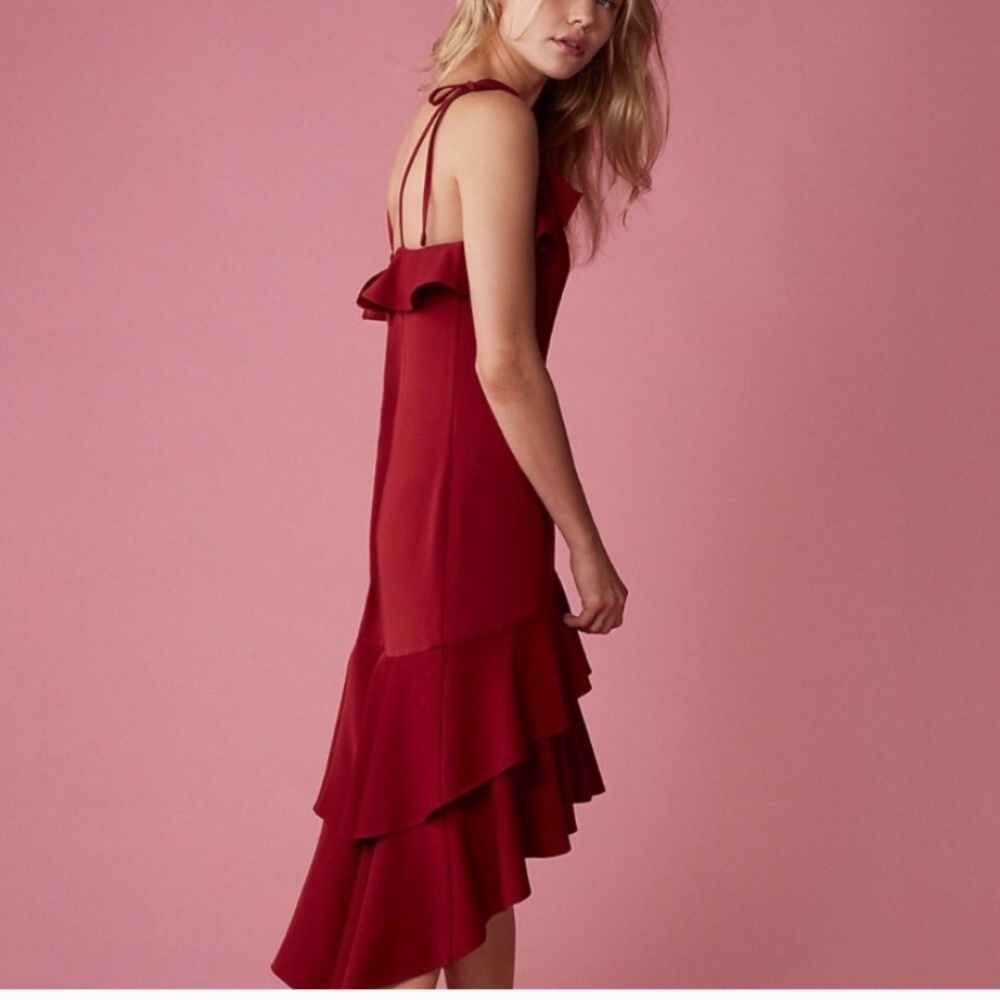 Express Red Ruffle Dress - Picture 2 of 3
